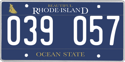 RI license plate 039057