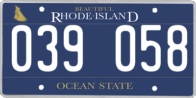 RI license plate 039058