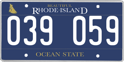 RI license plate 039059