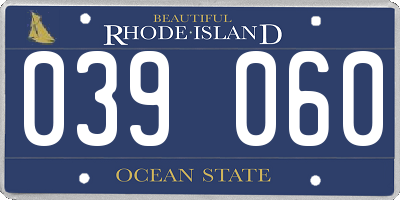 RI license plate 039060