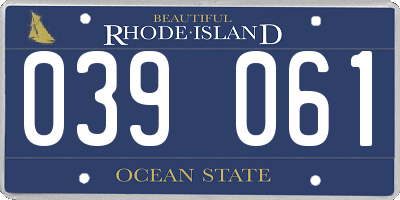 RI license plate 039061
