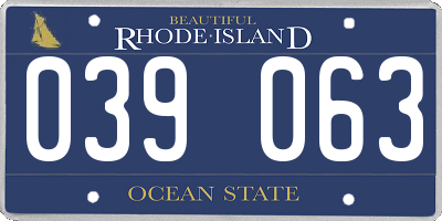 RI license plate 039063