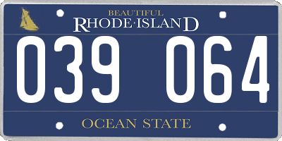 RI license plate 039064