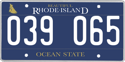 RI license plate 039065