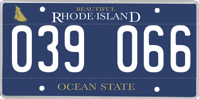 RI license plate 039066
