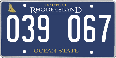 RI license plate 039067