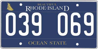 RI license plate 039069