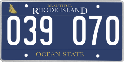 RI license plate 039070