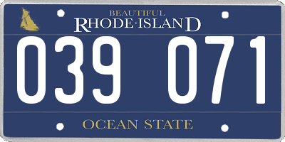 RI license plate 039071