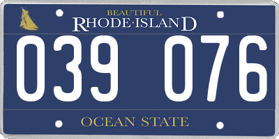 RI license plate 039076