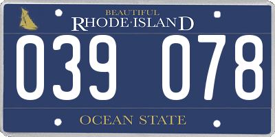 RI license plate 039078
