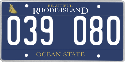 RI license plate 039080