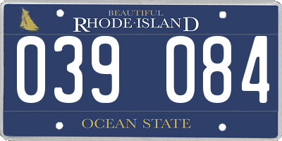 RI license plate 039084
