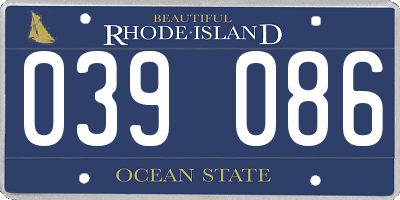 RI license plate 039086