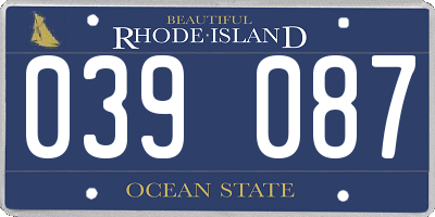 RI license plate 039087