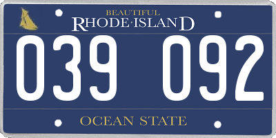 RI license plate 039092