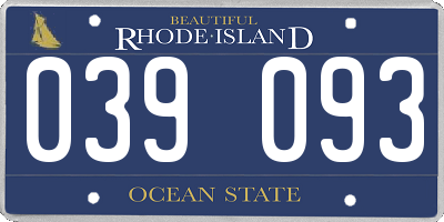 RI license plate 039093