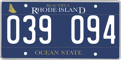 RI license plate 039094