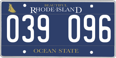 RI license plate 039096