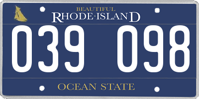 RI license plate 039098