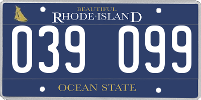 RI license plate 039099