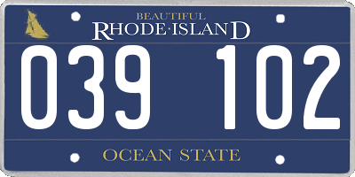 RI license plate 039102