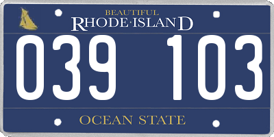 RI license plate 039103