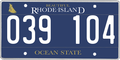 RI license plate 039104