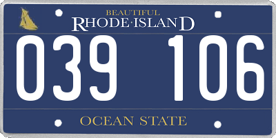 RI license plate 039106