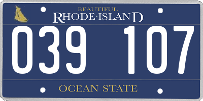 RI license plate 039107