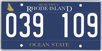 RI license plate 039109