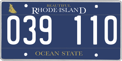 RI license plate 039110