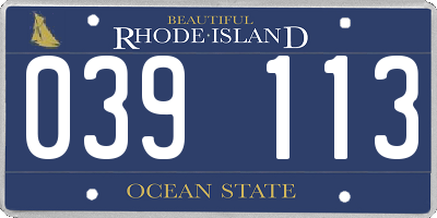 RI license plate 039113