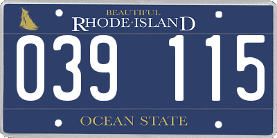 RI license plate 039115