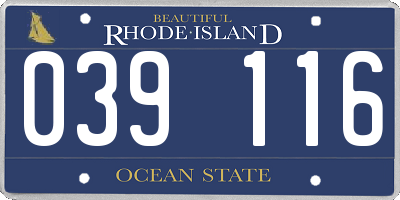 RI license plate 039116