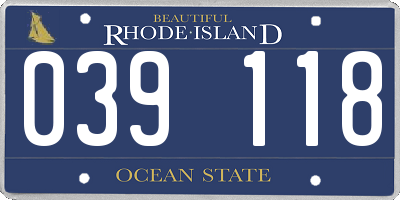 RI license plate 039118