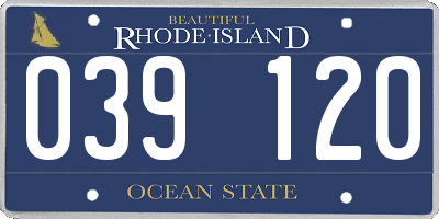 RI license plate 039120