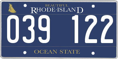 RI license plate 039122