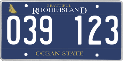 RI license plate 039123