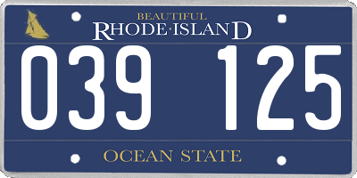 RI license plate 039125