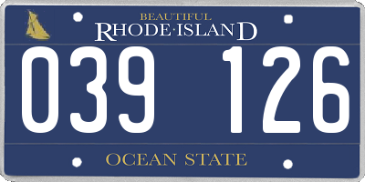 RI license plate 039126