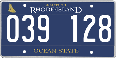 RI license plate 039128
