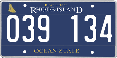 RI license plate 039134