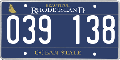 RI license plate 039138