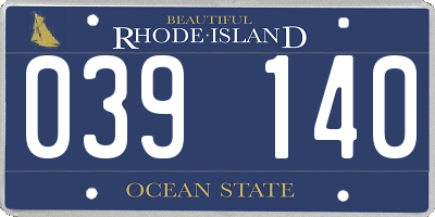 RI license plate 039140
