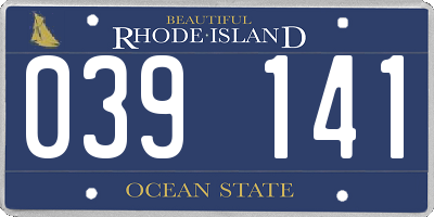 RI license plate 039141