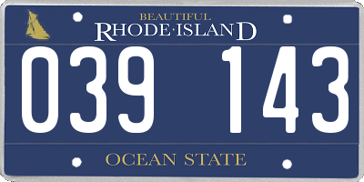 RI license plate 039143