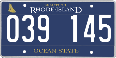 RI license plate 039145
