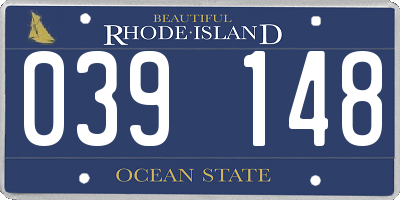 RI license plate 039148
