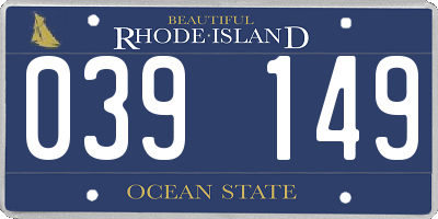 RI license plate 039149